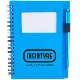 Custom Star Spiral Notebook w/Pen 5.5" x 7" - Translucent Blue 