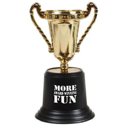 Custom Award Trophy - 5" W x 3" H - Metalic gold with Black