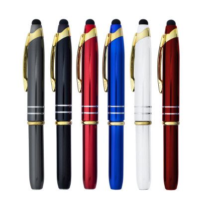Custom Flashight and Stylus Metal Pen - All Colors 