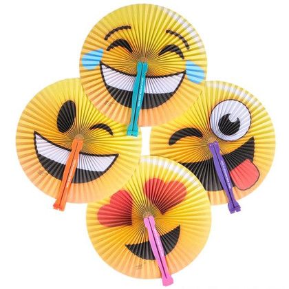 Custom Emoji Paper Fan - Assorted
