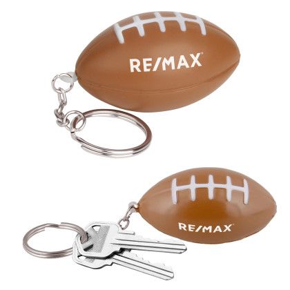 Custom Football Stress Keychain - Brown