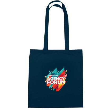 Custom Full Color 4 oz. Cotton Tote Bag - Navy Blue Custom Full Color 4 oz. Cotton Tote Bag - Navy Blue