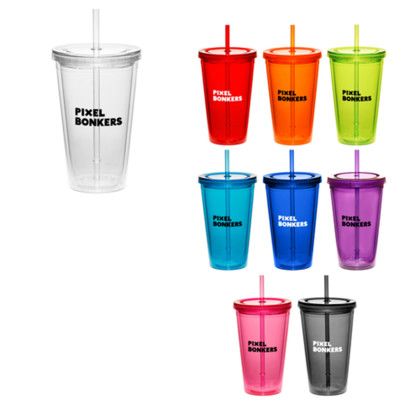 Custom 16 oz Cup w/Straw - All Colors 