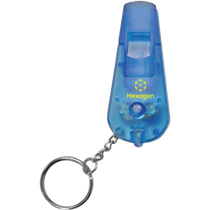 Custom Whistle Keychain with LED - Translucent Blue 