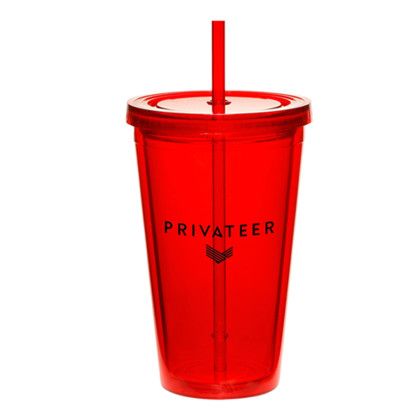 Custom 16 oz Cup w/Straw - Red