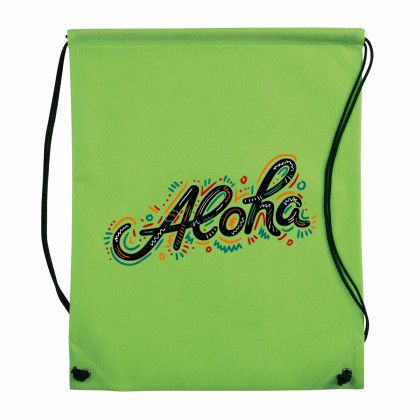 Custom Full Color Non Woven Drawstring Bag - Lime Green 
