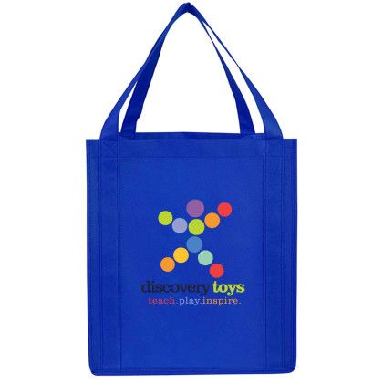 Custom Full Color Large Non Woven Grocery Tote - Reflex Blue Custom Full Color Large Non Woven Grocery Tote - Reflex Blue
