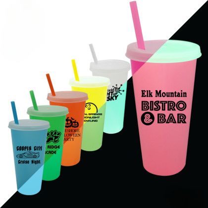 Custom Nite Glow 26 oz. Tumbler with Lid & Straw Custom Nite Glow 26 oz. Tumbler with Lid & Straw