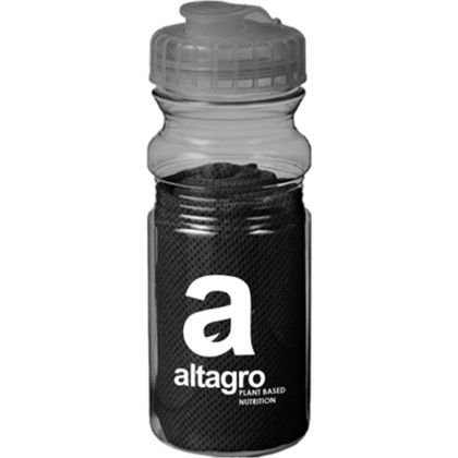Custom Bottle & Cooling Towel - Black 