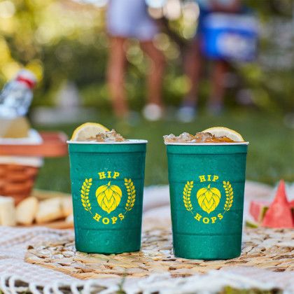 Custom Eco Steel Chill-Cups (16 Oz) - Green In Use 