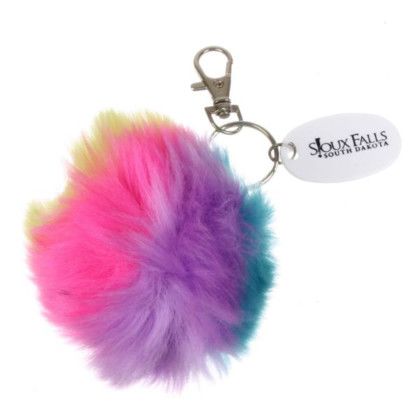 Custom Pom Pom Keychain - Rainbow