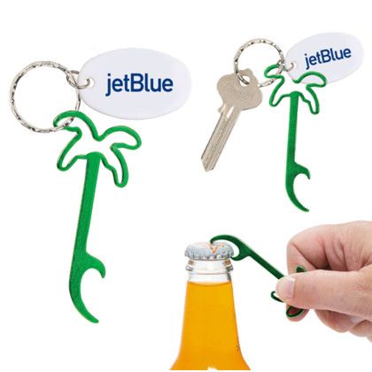 Custom Tree Bottle Opener Keychain - Green
