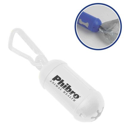Custom 2 Bag Dispenser w/ Carabiner - White