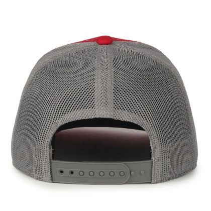 Custom Flame Embroidery Mesh Back - Red/Dark Grey Back View