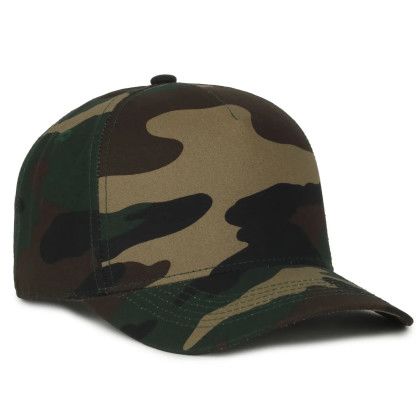 Custom 5-panel Generic Camo Solid Back - Woodland Side View