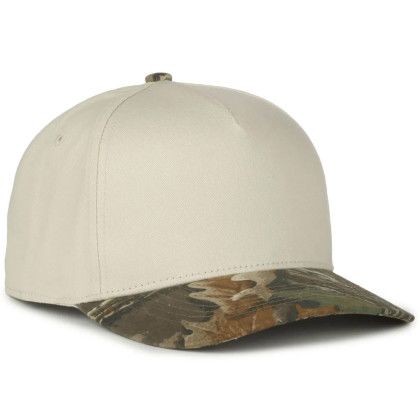 Custom Two-tone 5-panel Cap - Ivory/Realtree Advantage Classic Side View