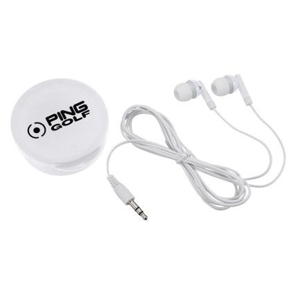 Custom Wired Promotional Earbuds - White