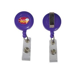 Custom Retractable Badge Reel Holder with Belt Clip - Purple