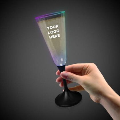 LED Champagne Glass with Black Base