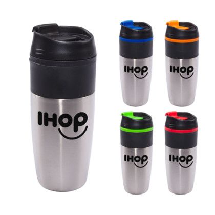 Custom 16 oz Insulated Travel Mug with Color Accent - All Colors 