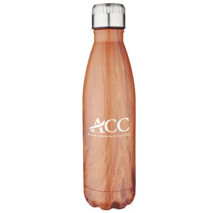Custom 17 oz Insulated Water Bottle - Wood 