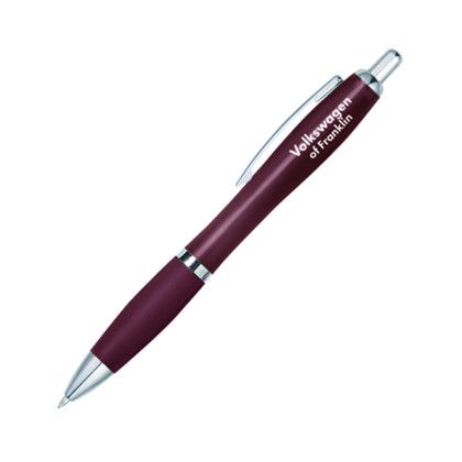 Custom Smooth Writing Pen with Rubber Grip - Burgundy