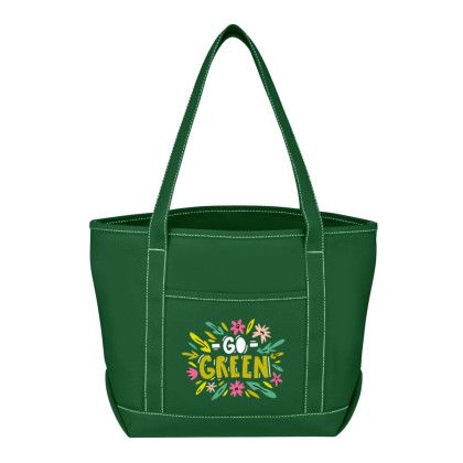 Custom Full Color Medium Starboard Cotton Canvas Tote Bag - Green 