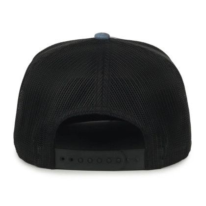 Custom Printed 5-panel Mesh Back - Indigo Aztec/Black Back View Custom Printed 5-panel Mesh Back - Indigo Aztec/Black Back View