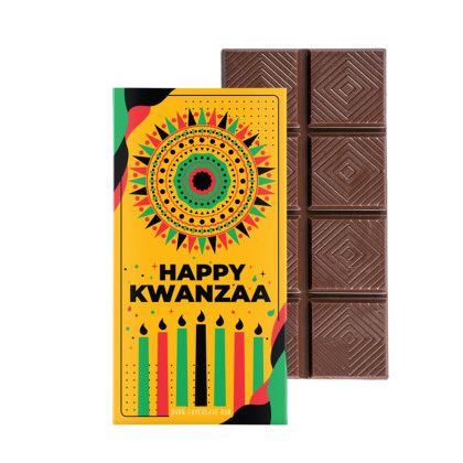 Custom 3 oz. Chocolate Bar Bookcase Box - Happy kwanzaa