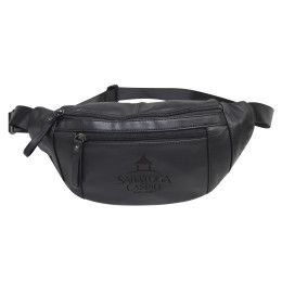 Custom Leather waist pack Sling bag - Black
