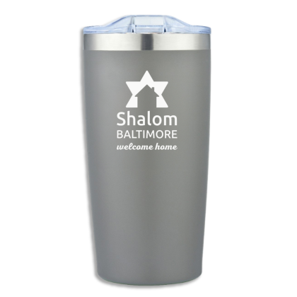 Custom Frosted Sip-N-Go 20 oz Stainless Steel Tumbler - Gray
