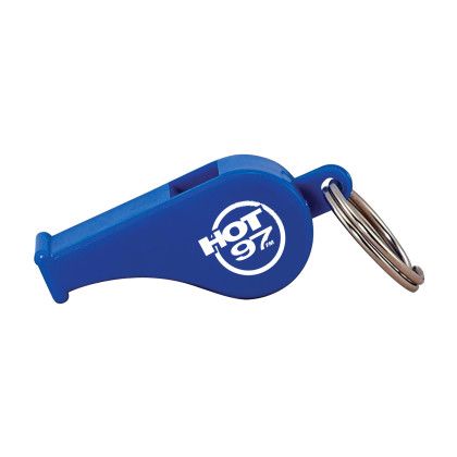 Custom Plastic Whistle Keychain - Blue