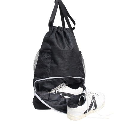 Custom RPET Ace Sports Drawstring Pack - Black Open View