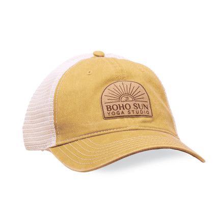 Custom Washed Pigment Dyed with Washed Trucker Mesh Cap - Faux Leather Applique