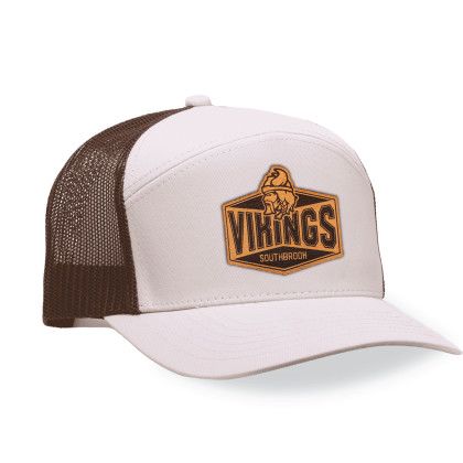 Custom 7 Panel Trucker Mesh Back Cap - Genuine Leather Applique
