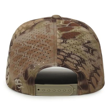 Custom Perforated Camo 5-panel - Kryptek Highlander/Brown Back View Custom Perforated Camo 5-panel - Kryptek Highlander/Brown Back View