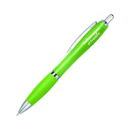 Custom Smooth Writing Pen with Rubber Grip - Lime green