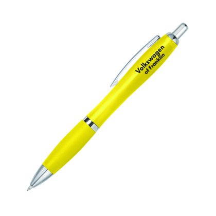 Custom Smooth Writing Pen with Rubber Grip - Yellow