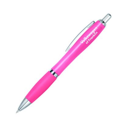 Custom Smooth Writing Pen with Rubber Grip - Pink