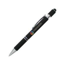 Custom Halcyon Executive Metal Spin Top Pen with Stylus - Black