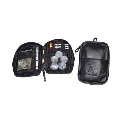 Custom Leather Golf Acessory Pouch - Black open bag