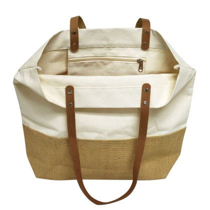 Custom Essence Canvas Tote - Natural Open View Custom Essence Canvas Tote - Natural Open View