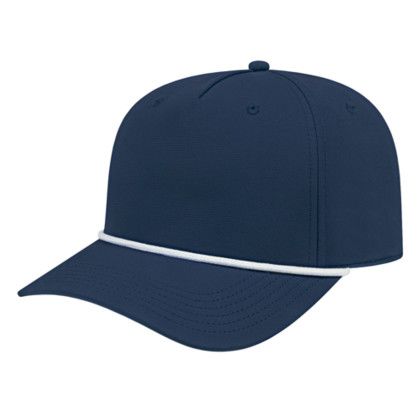 Custom Athletic Rope Cap - Faux Leather Applique - Navy/white Rope