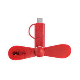 Custom 3-Way Plug Mini Cell Phone Fan - Red Custom 3-Way Plug Mini Cell Phone Fan - Red