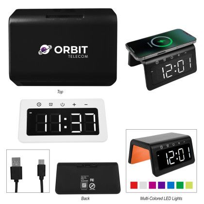 Custom 15W Light-up Wireless Charger Alarm Clock - Features