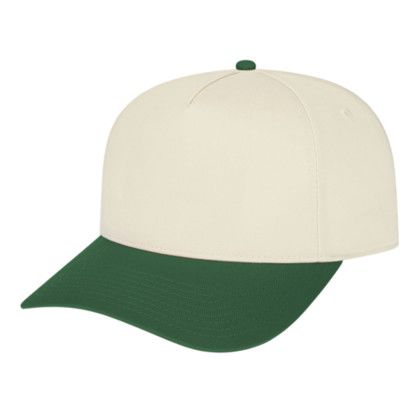 Custom Hometown 5 Panel - Faux Leather Applique - Cream/Dark green