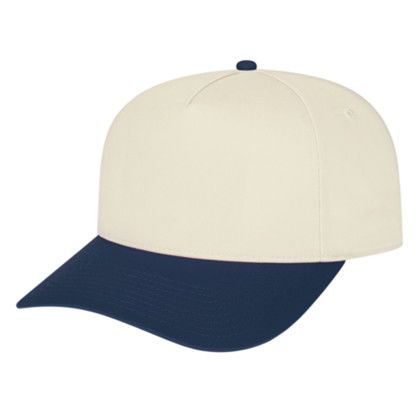 Custom Hometown 5 Panel - Faux Leather Applique - Cream/Navy