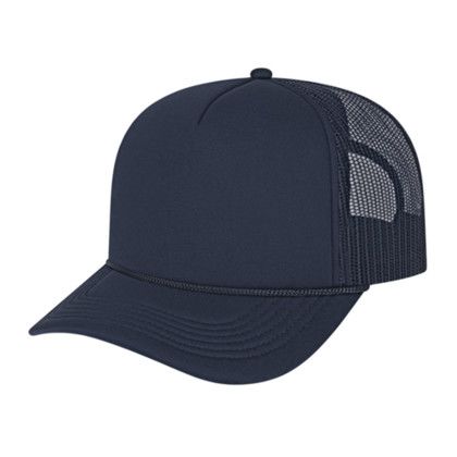 Custom Retro Foamie Trucker - Faux Leather Applique - Navy