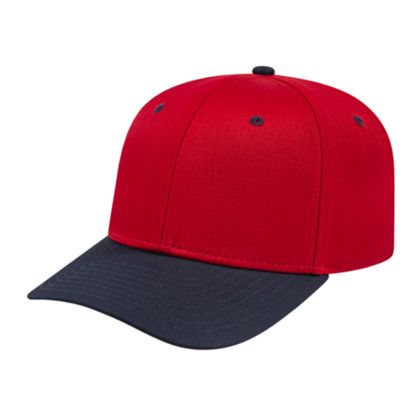 Custom Original Poly/Cotton Snap Back Cap - Genuine Leather Applique - Red/Navy_Adult