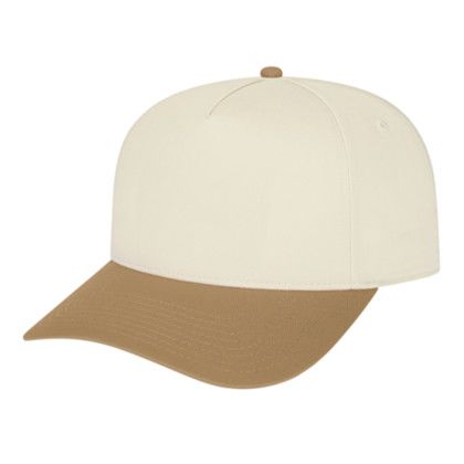 Custom Hometown 5 Panel - Faux Leather Applique - Cream/Khaki